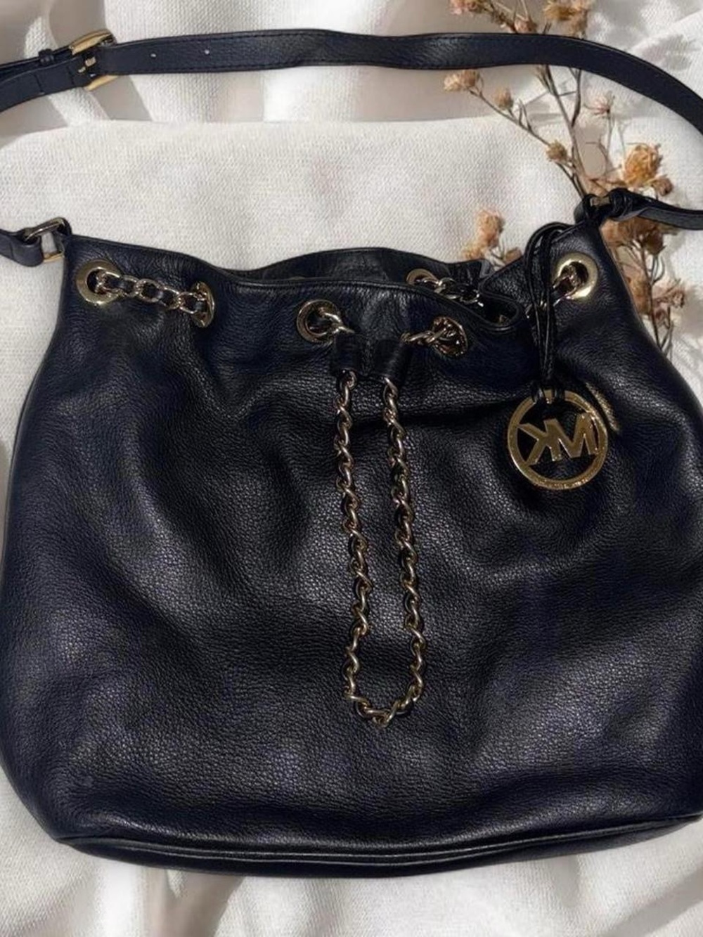 Michael Kors Black Frankie Leather Bucket Bag